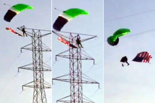 Kinh hoàng: Nhảy dù, rơi tự do vì điện cao thế - 1