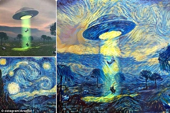 Đĩa bay UFO bắt cóc người phiên bản This Starry Night.