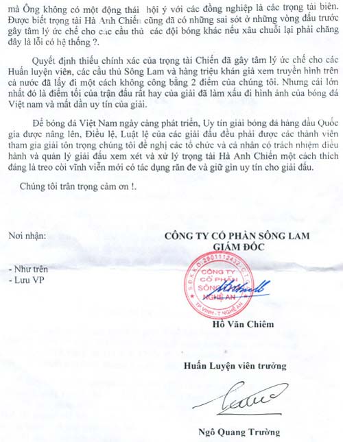 SLNA đòi "đuổi" vĩnh viễn trọng tài Hà Anh Chiến - 3