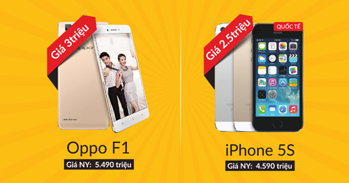 Xả kho smartphone - OPPO F1 3 triệu, iPhone 5S 2.5 triệu đồng - 1