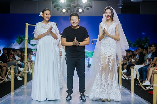 Diệu Huyền bế bụng bầu 8 tháng lên sàn diễn catwalk - 2