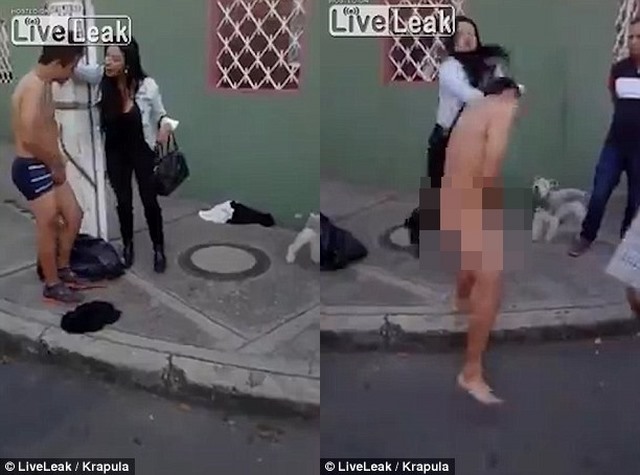 Kẻ cướp bị cô gái bắt cởi sạch quần áo ở Colombia - 1