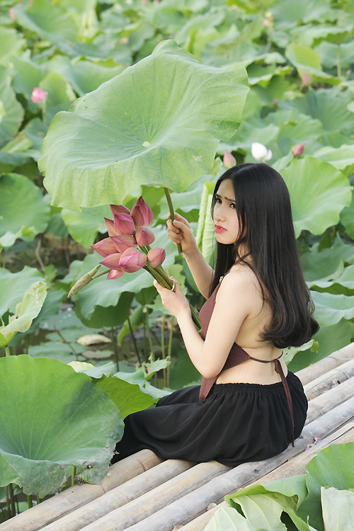 Thiếu nữ Hà Nội khoe nét gợi cảm bên sen đầu hạ - 5