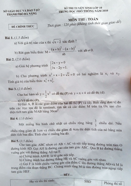 Thí sinh nhận định đề Toán khó