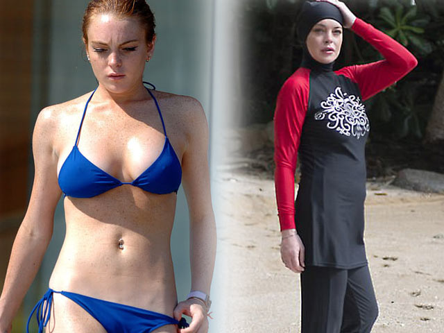 U30 Lindsay Lohan già như 50 vì mặc bikini người Hồi - 1