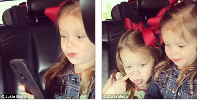 Clip hai bé gái giả vờ chụp ảnh "tự sướng" gây sốt mạng - 3