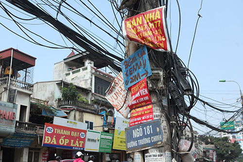 Biển quảng cáo, tờ rơi… bủa vây cây xanh, cột điện - 8