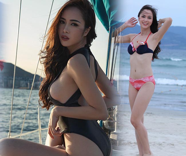 2. Vũ Ngọc Anh: Top 5 Hoa hậu Việt Nam 2012 sau khi bước ra khỏi cuộc thi vướng nghi án "nâng cấp" vòng 1. Cô nàng trông đầy đặn hơn hẳn khi diện bikini. 