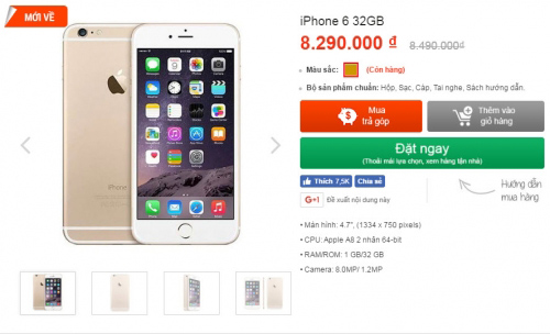 iPhone 6 32GB chính hãng rớt giá sâu, chỉ còn hơn 8 triệu đồng - 1