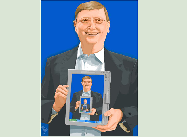 Hình ảnh Bill Gates được họa sĩ Patrick Hines vẽ bằng công cụ Paint.