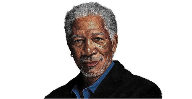 Morgan Freeman là một nam diễn viên, đạo diễn và người viết lời thoại, được thể hiện rất thực trong bức ảnh vẽ bằng Paint.