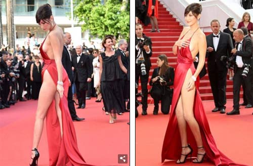 Hot girl Hollywood nổi &#34;bần bật&#34; tại Cannes vì sự cố váy xẻ sâu - 4