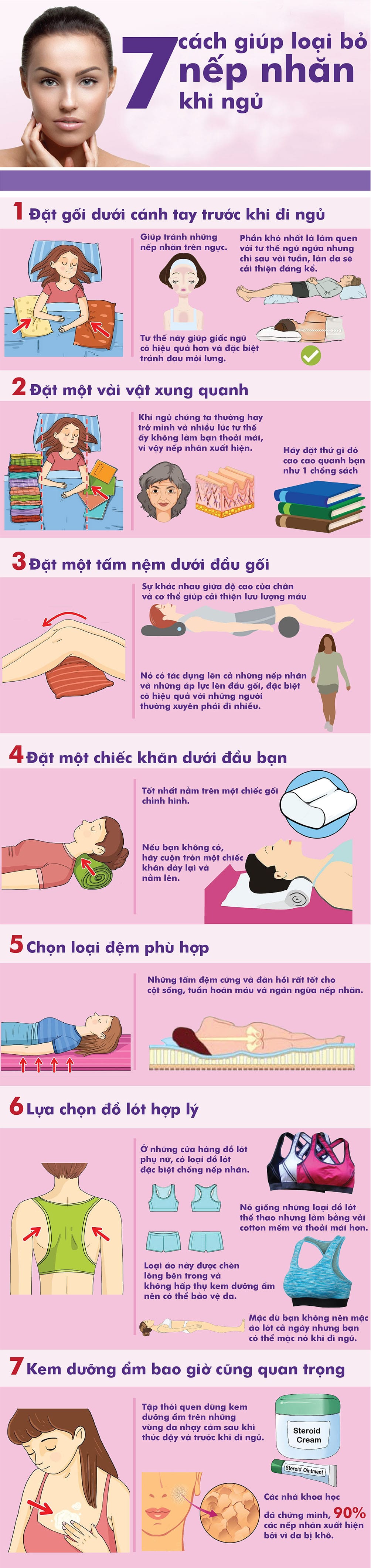 7 cách giúp loại bỏ nếp nhăn khi ngủ - 1