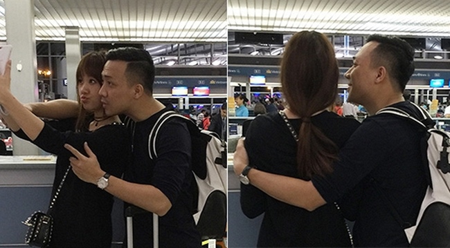 Ra sân bay giữa trăm hành khách và nhân viên sân bay, Trấn Thành vẫn quấn lấy vợ không rời.