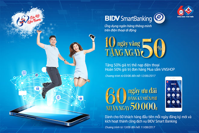 BIDV Smart Banking tặng 50% Nạp tiền & mua sắm trên ứng dụng ngân hàng - 1