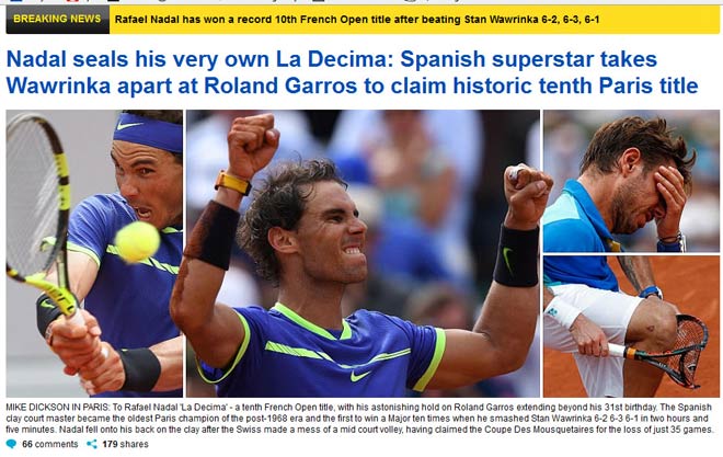 Báo chí thế giới: Vô địch Roland Garros, “Người ngoài hành tinh” Nadal - 4