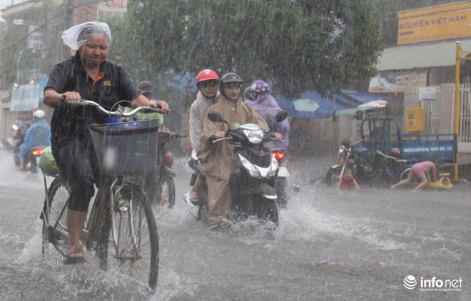 TP.HCM: Người dân lại “bơi” trong cơn mưa trắng trời, xe chết máy la liệt - 3