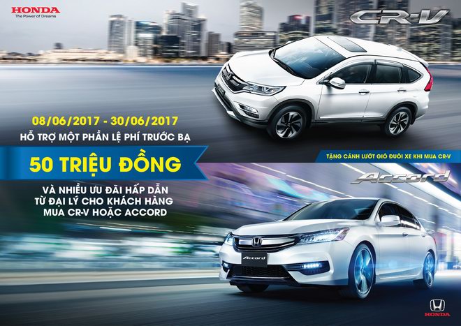 Nhận ưu đãi khi mua Honda CR-V và Accord trong tháng 06/2017 - 1