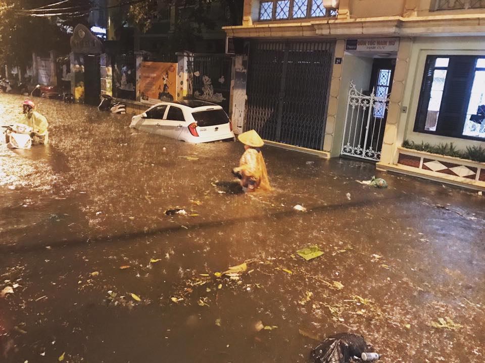 Cơn mưa làm ngập đường Hà Nội tối qua lớn cỡ nào? - 1