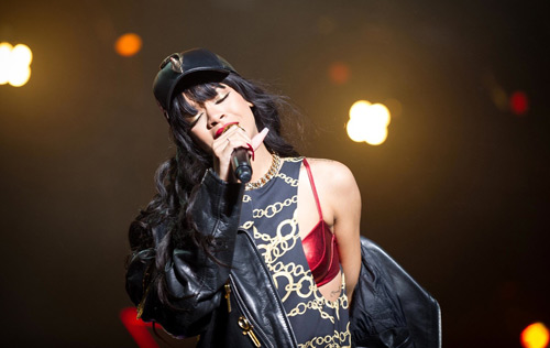 Rihanna khoe “chíp” đỏ trên sân khấu - 8