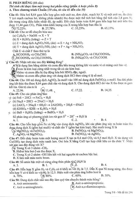 Đề thi đại học môn Hóa học khối A - 5