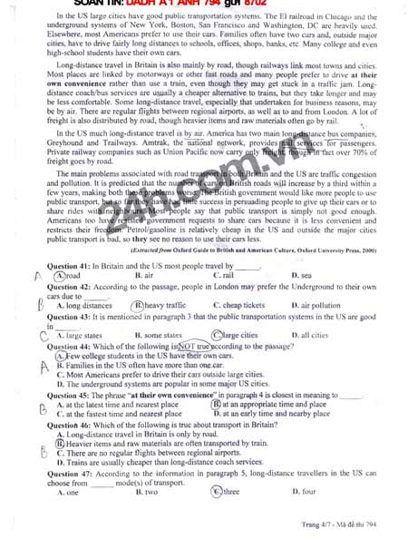 Đề thi đại học môn Tiếng Anh khối A1 - 4