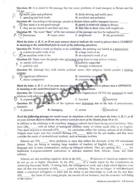 Đề thi đại học môn Tiếng Anh khối A1 - 5