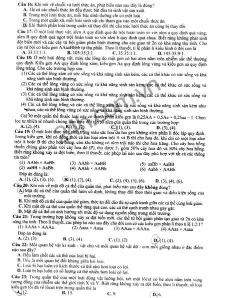 Đề thi đại học môn Sinh năm 2012 - 3