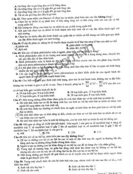 Đề thi đại học môn Sinh năm 2012 - 6
