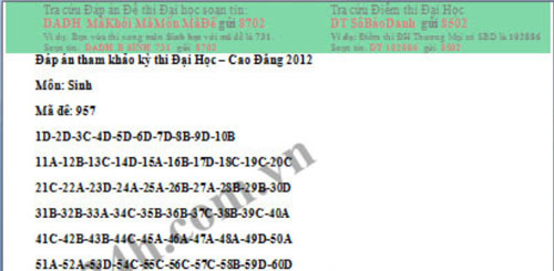 Gợi ý giải đề thi môn Sinh khối B - 5