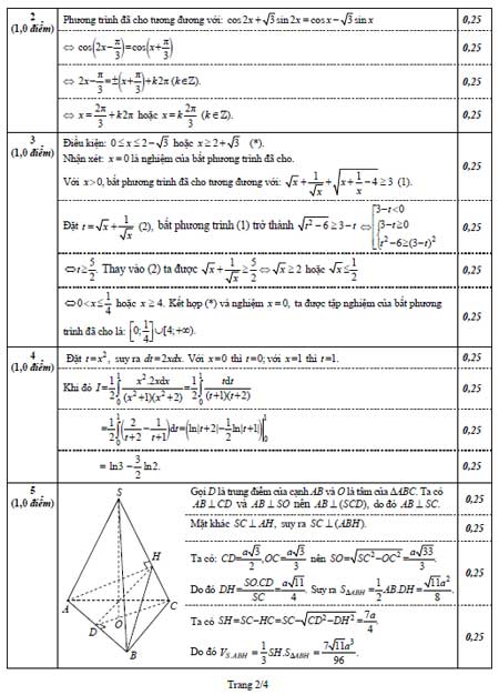 Đáp án chính thức khối B, C - 2