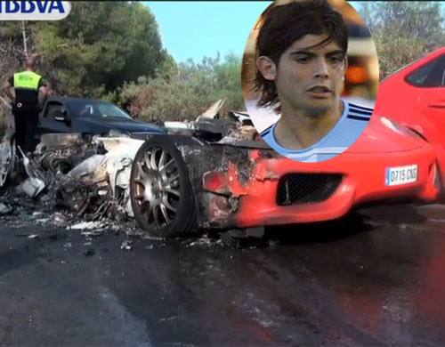 Ferrari của tiền vệ Argentina cháy thành than - 1