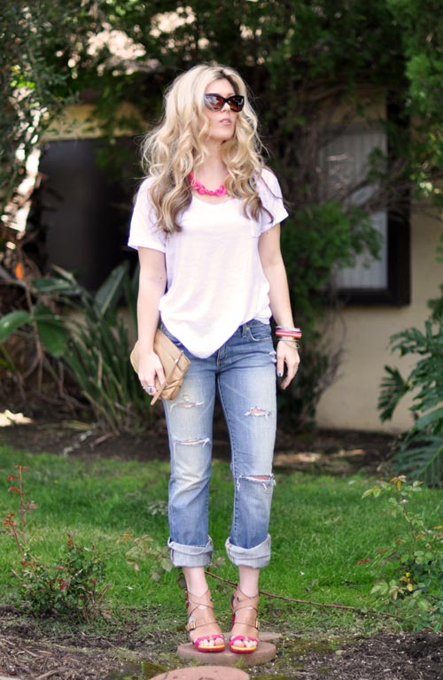 "Mix" quần jeans và T-shirt trắng - 5