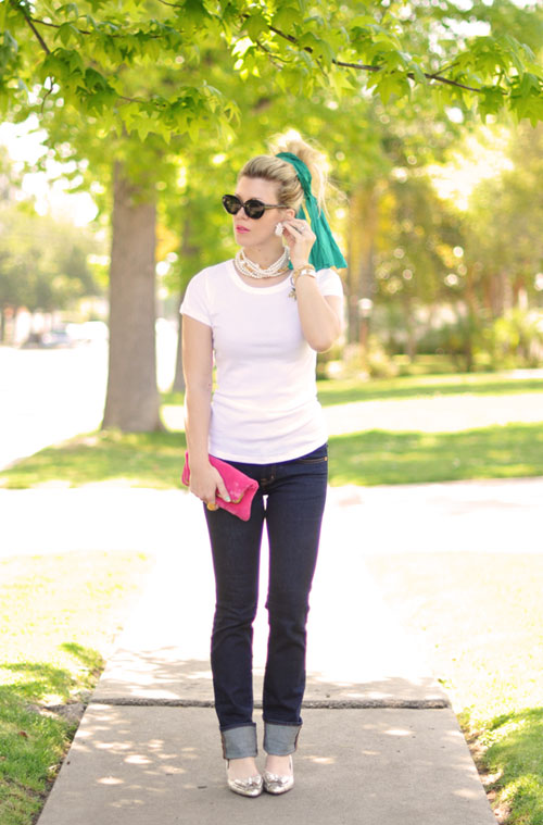 "Mix" quần jeans và T-shirt trắng - 7