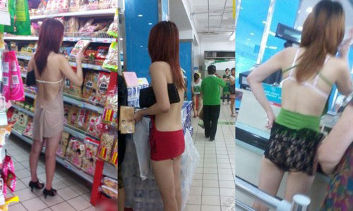 Cô gái thích khoe lưng khi mua sắm - 1