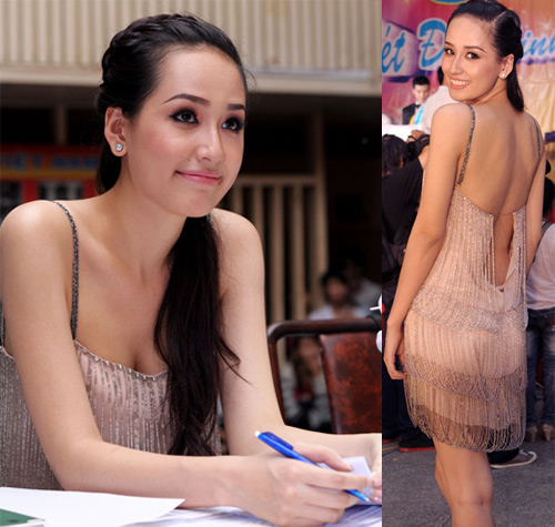 Người đẹp buông hờ thềm ngực với váy dây - 4