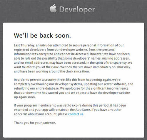 Website của Apple dành cho lập trình viên bị “hack” - 1