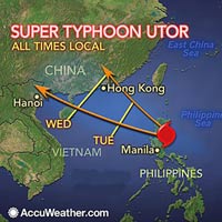 Tin tức trong ngày - Bão Utor quét Philippines: 23 người mất tích