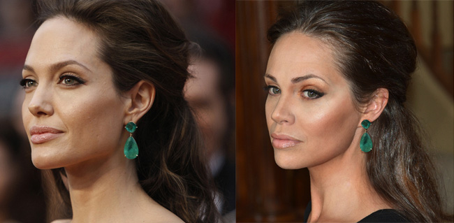 Hình ảnh giống nhau giữa Natalie Gal và Angelina Jolie.