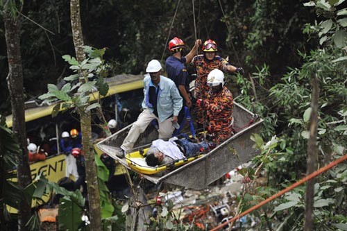 Malaysia: Xe bus lao vực, 37 người chết - 1