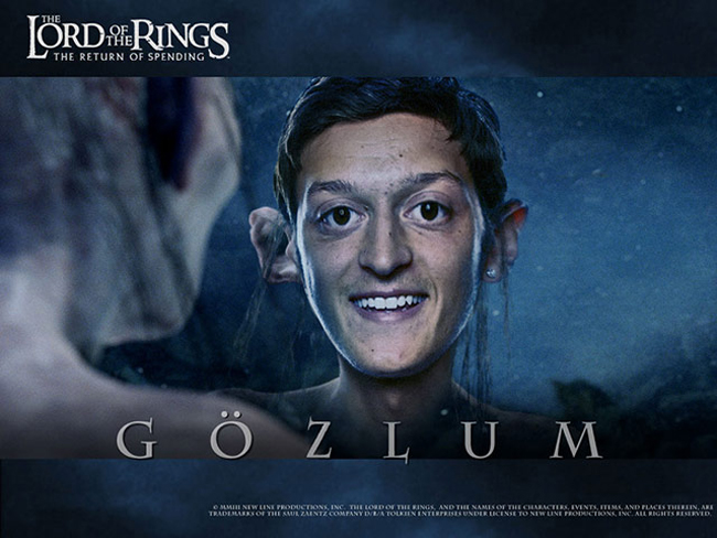 Ozil có khuôn mặt khá giống với nhân vật Gollum trong tác phẩm điện ảnh kinh điển "Chúa tể của những chiếc nhẫn".
