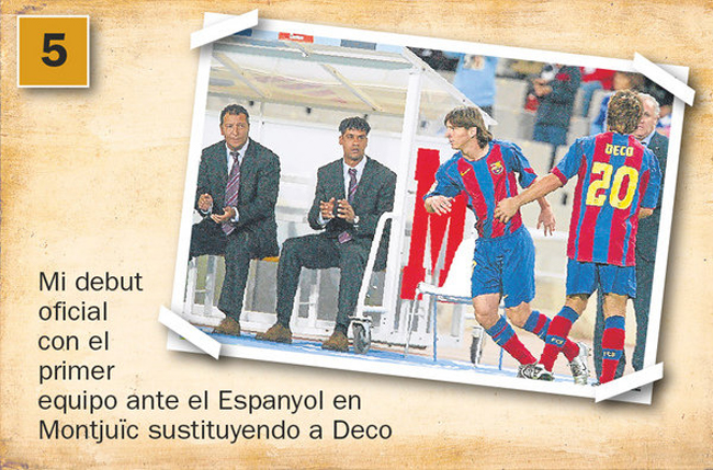 Trận đấu chính thức đầu tiên tại Liga khi vào thay Deco trong trận đấu với Espanyol, ngày 16/10/2004
