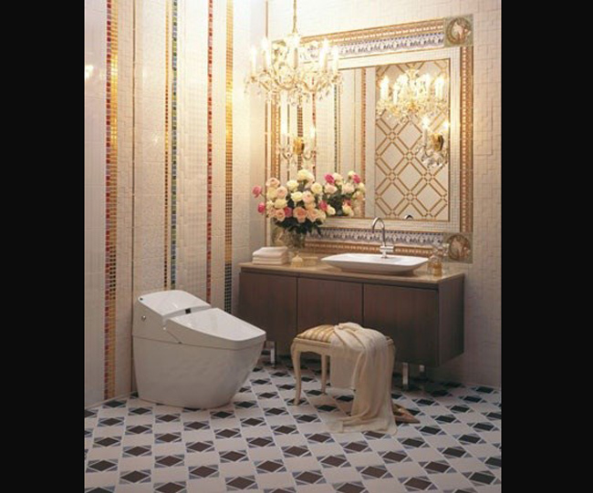 Phòng tắm được trang hoàng cao cấp.
