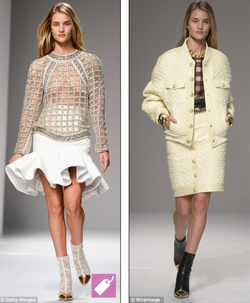 Rosie Huntington để ngực trần đi catwalk - 2