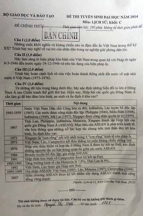 Môn Sử: Thí sinh bối rối với đề “lạ” - 2