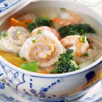 Ẩm thực - Canh tôm nấu bóng thả