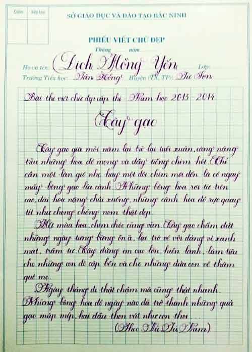 Ngắm chữ của cô giáo đoạt giải nhất viết đẹp