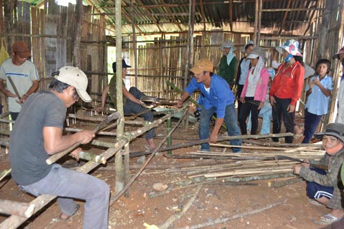 Người Cor chặt lồ ô dựng lều “lo chữ” cho con - 3