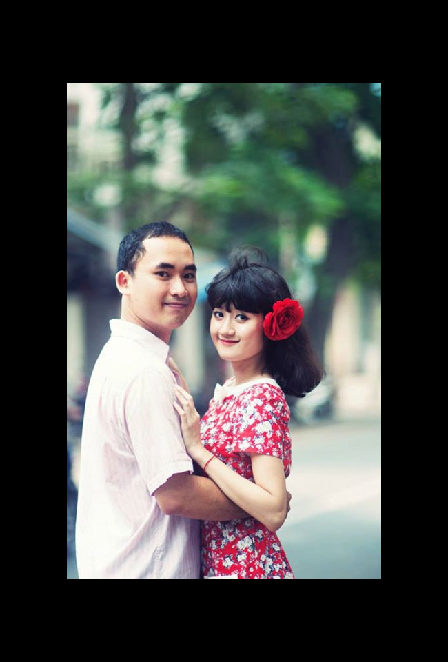 Vợ chồng Hải An hạnh phúc trong tấm hình cưới
