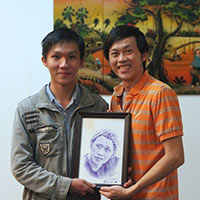 Bạn trẻ - Cuộc sống - 9X vẽ đẹp đến tận nhà riêng Hoài Linh tặng tranh